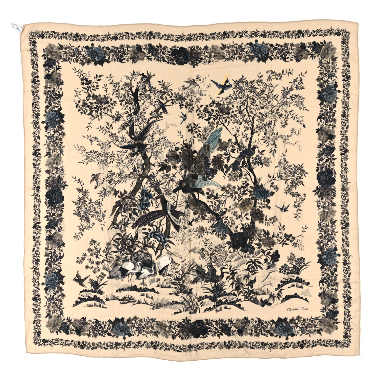 Christian Dior Silk Jardin D'Hiver Scarf Beige 1 of 3