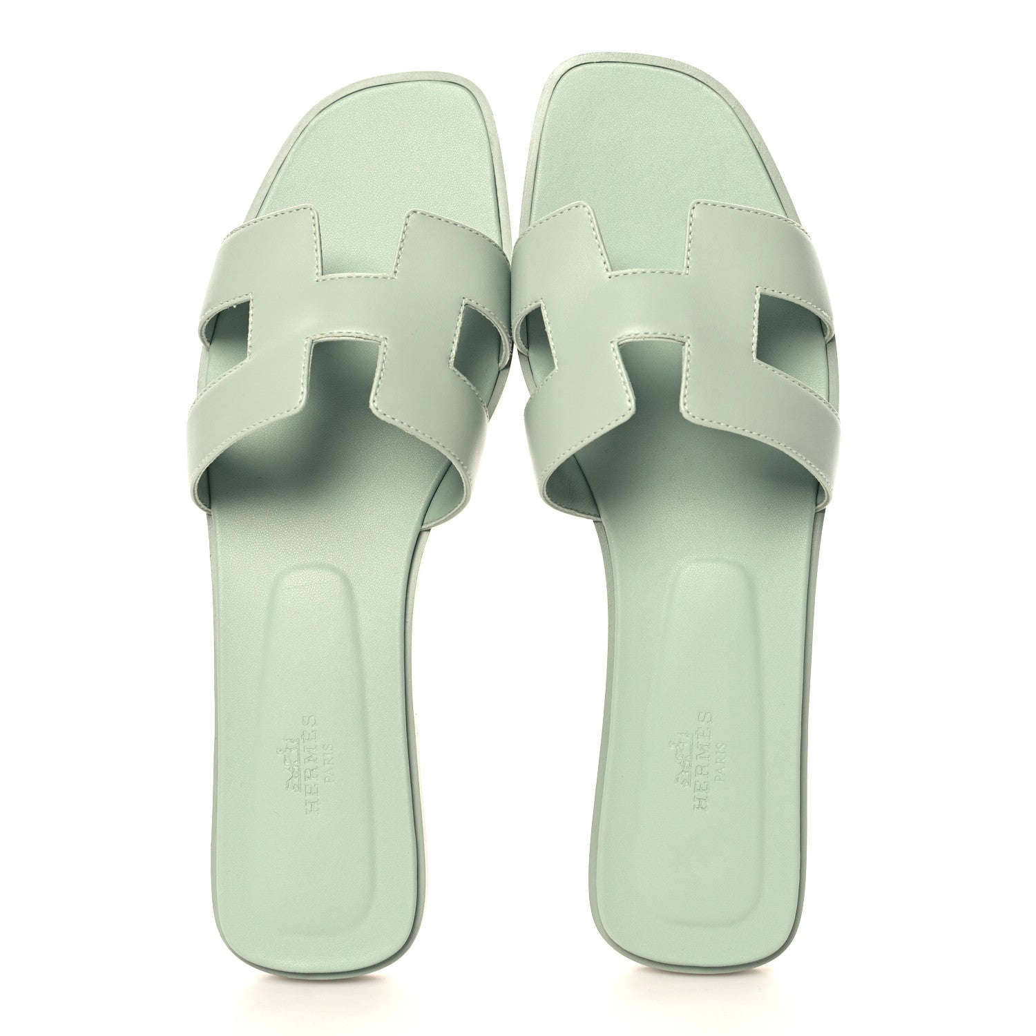 Hermes Calfskin Oran Sandals 42 Vert D'eau 2 of 9
