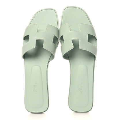 Hermes Calfskin Oran Sandals 42 Vert D'eau 2 of 9