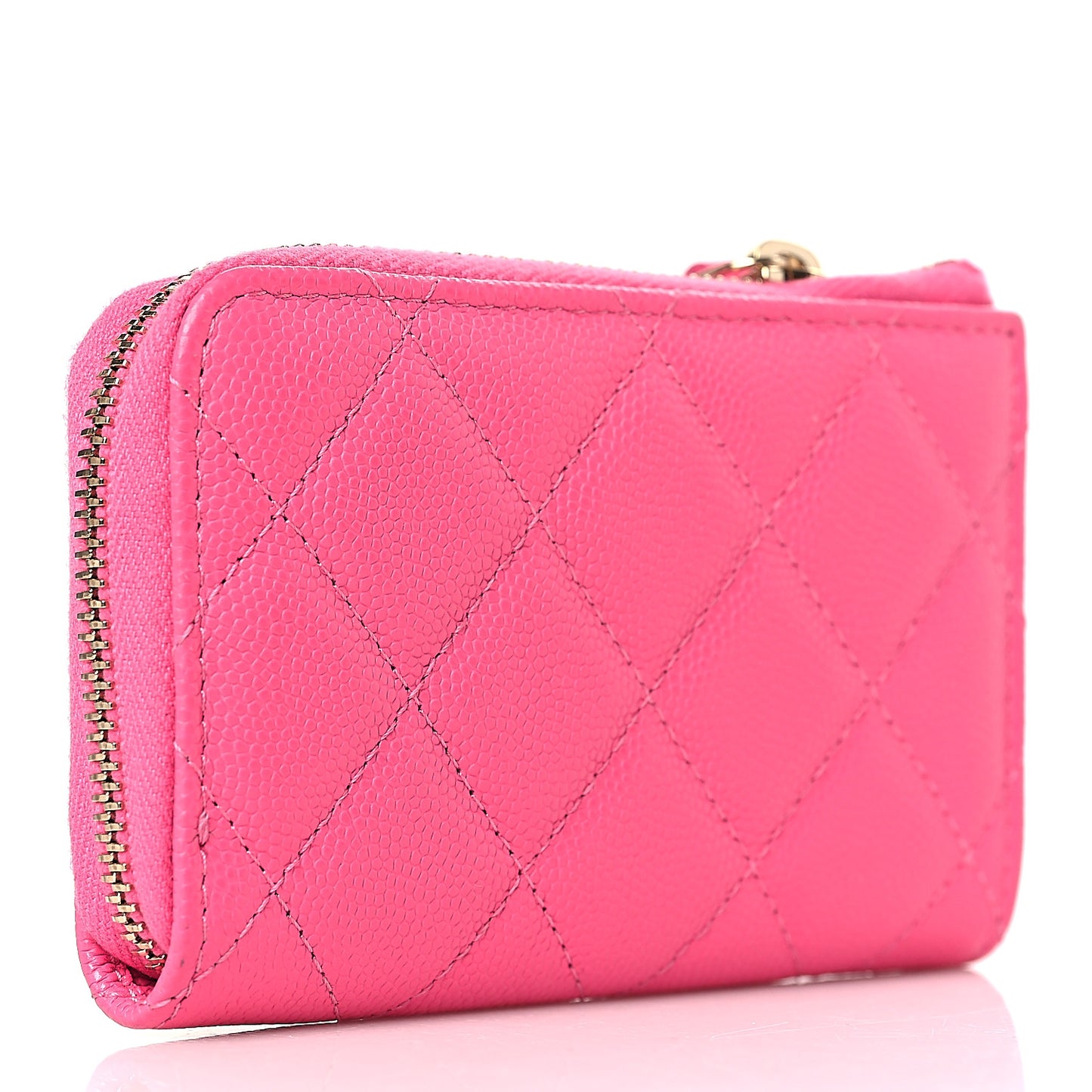 Caviar Quilted Zipped Key Holder Case Pink