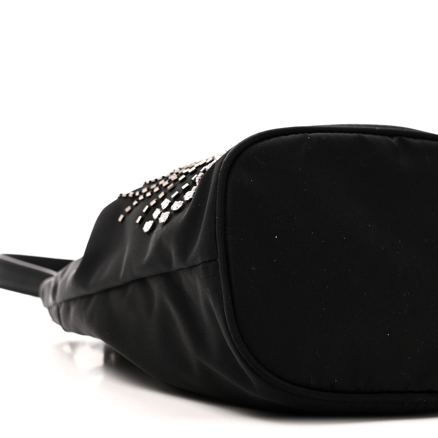Prada Tessuto Saffiano Ricamo Sequin Crystal Embellished Mini Re-Edition 1978 Bucket Bag Black 8 of 9