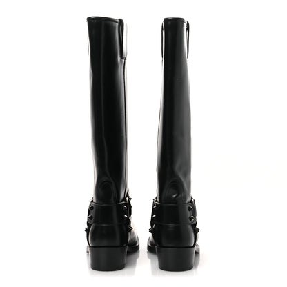 Valentino Garavani Calfskin Rockstud Spike Square Toe Biker Boots 38.5 Black 6 of 12