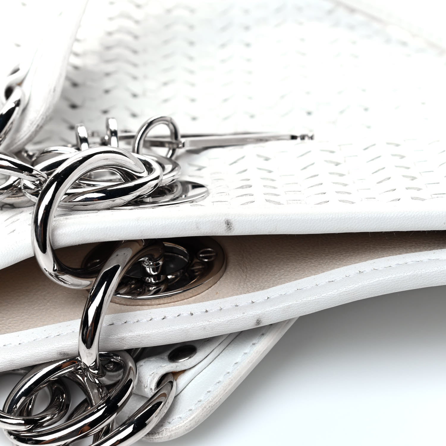 Christian Dior Lambskin Woven Dior Soft Shopping Tote White 6 of 6