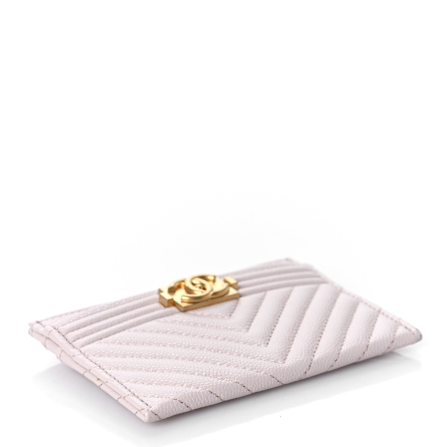 Chanel Caviar Quilted Chevron Boy Card Holder Light Purple 4 of 11