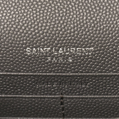 Saint Laurent Grain De Poudre Matelasse Chevron Monogram Envelope Chain Wallet Coal 6 of 8