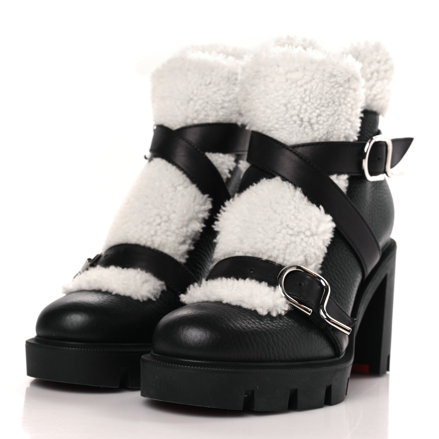 Calfskin Shearling Pole Chic 70 Booties 36.5 Nocturne Natural