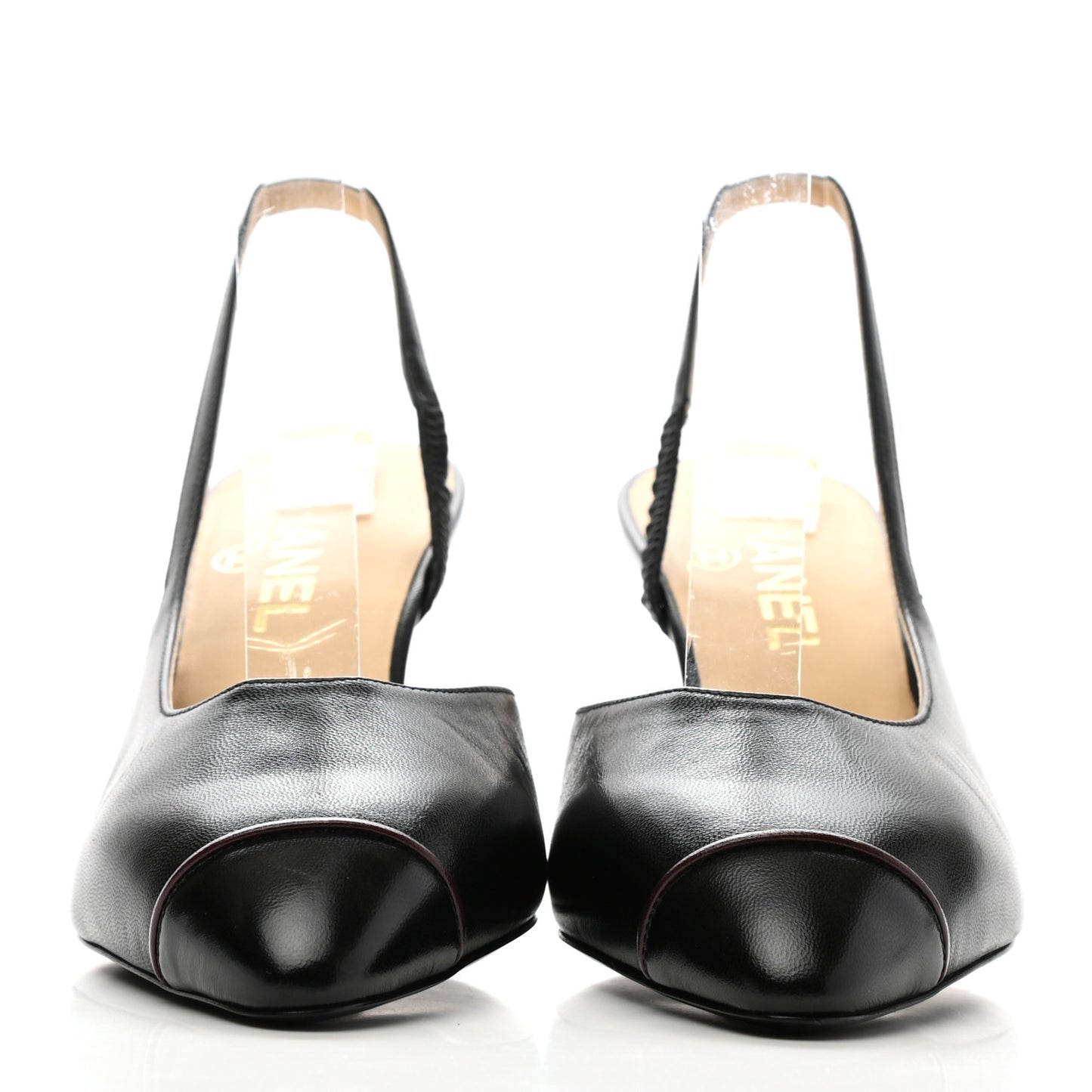 Lambskin Slingback CC Cap Toe Pumps 38 Black