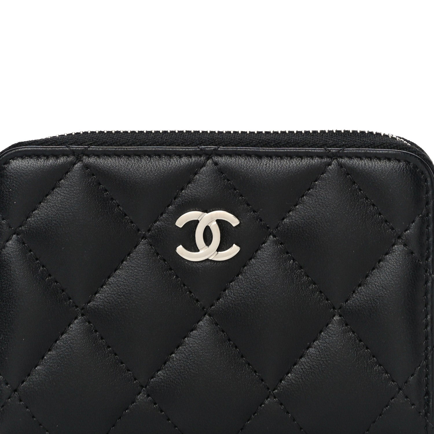 Chanel Lambskin Quilted Zip Coin Purse Black 8 of 11