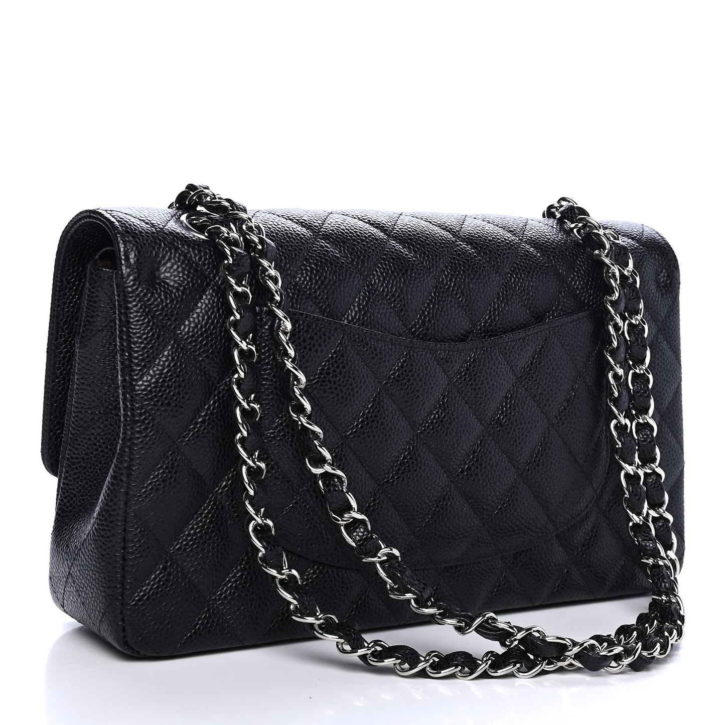 Caviar Quilted Medium Double Flap Black