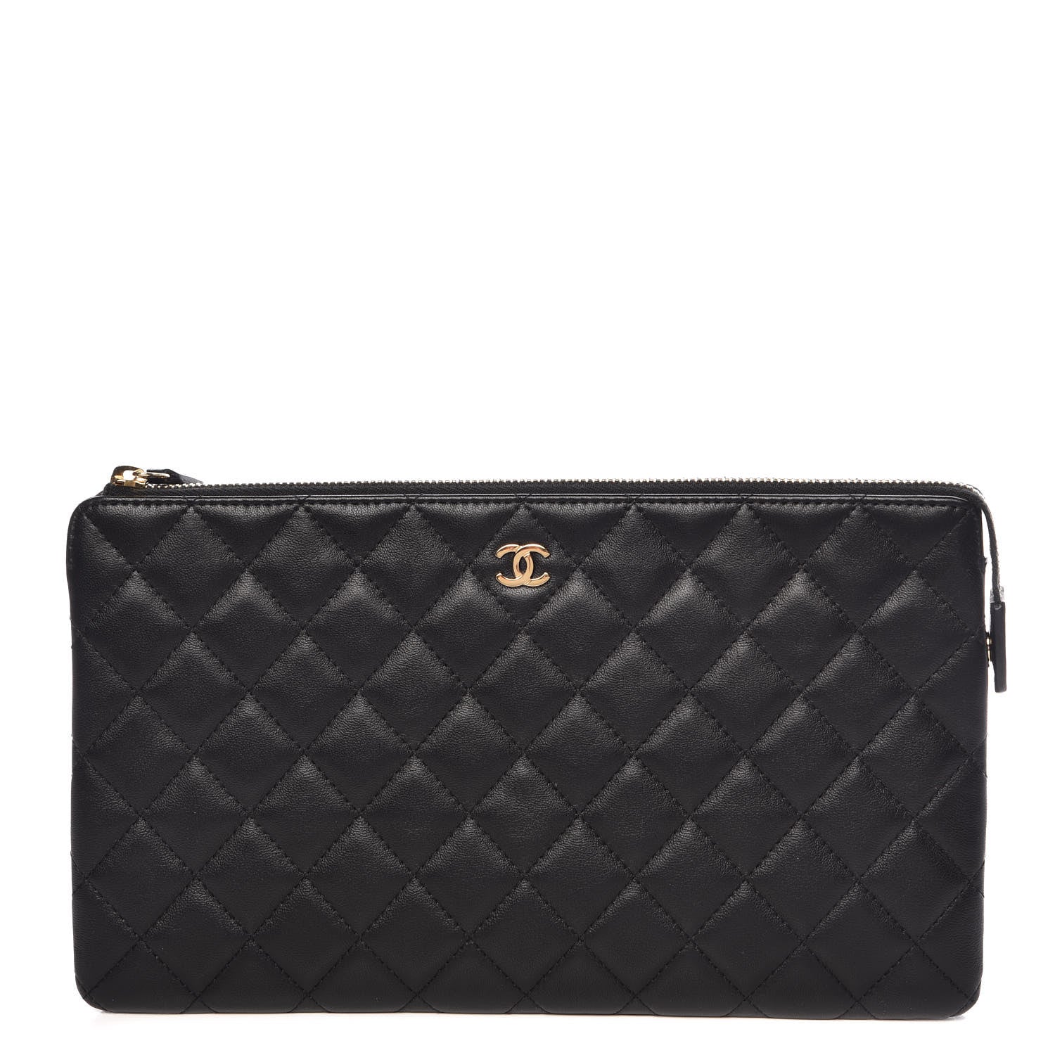 Chanel Lambskin Quilted Small Zipped Pouch Black 1 of 12