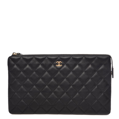 Chanel Lambskin Quilted Small Zipped Pouch Black 1 of 12