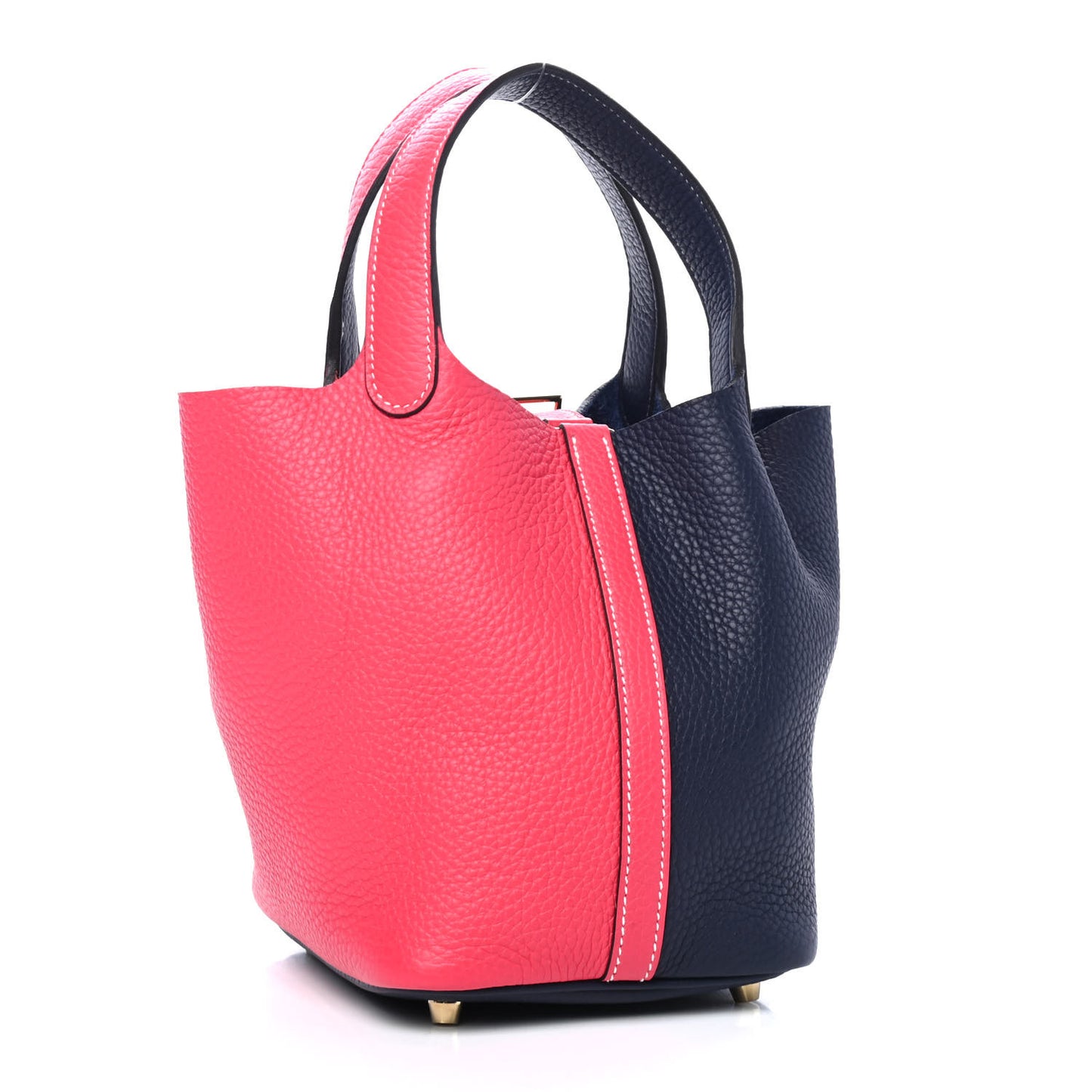 Taurillon Clemence Casaque Picotin Lock 18 PM Rose Extreme Bleu Nuit