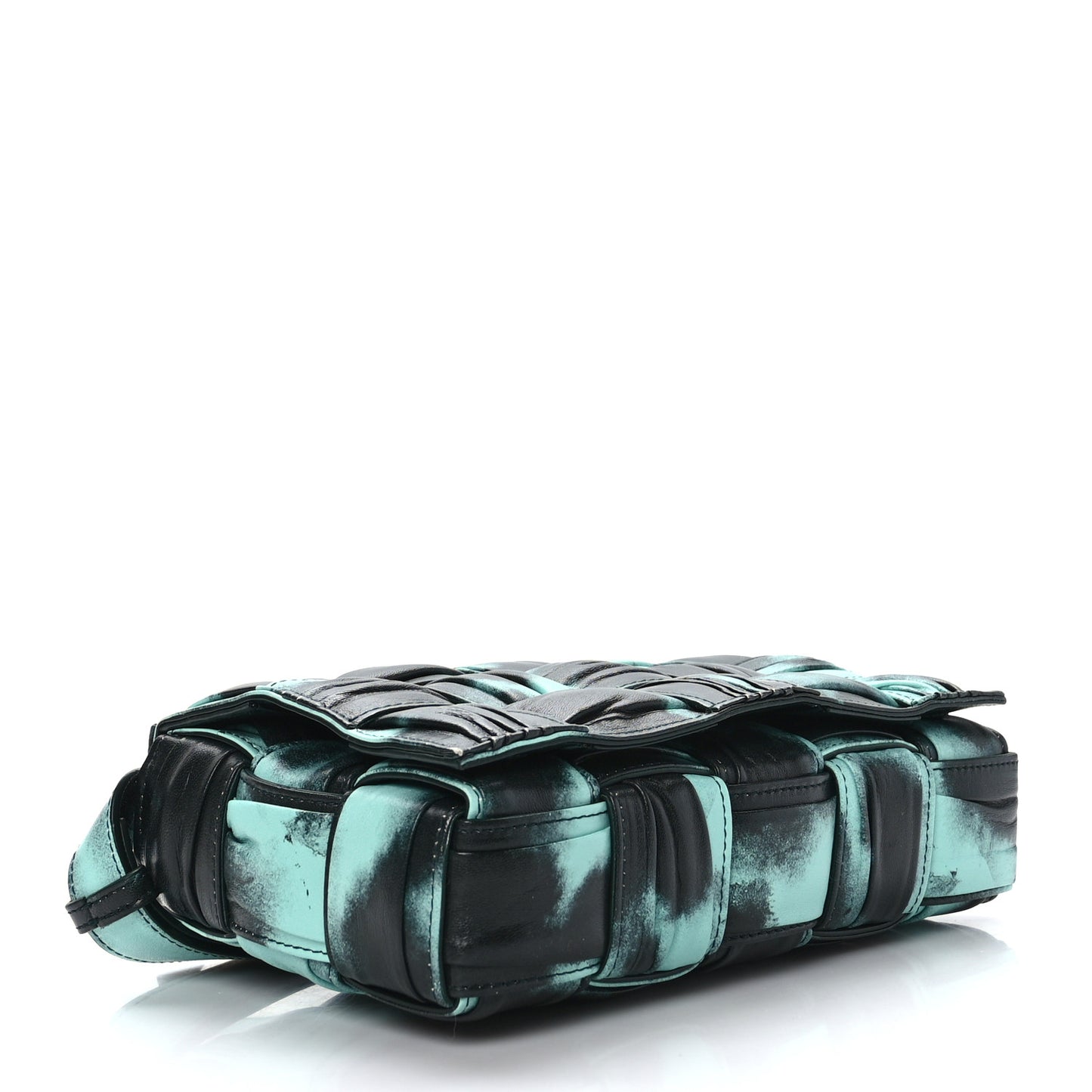 Foulard Tie Dye Maxi Intrecciato Padded Cassette Crossbody Bag Celadon Inkwell