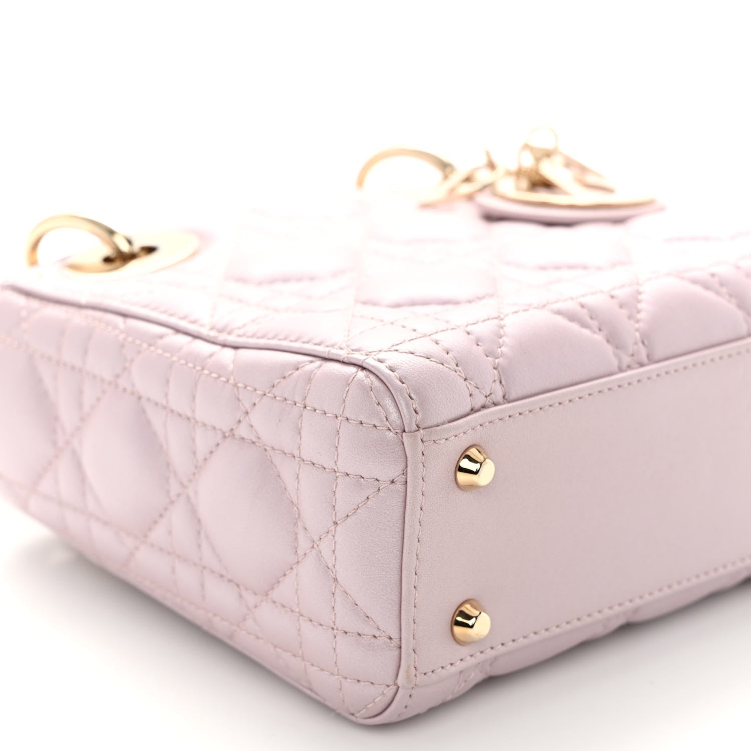 Christian Dior Metallic Lambskin Cannage Mini Lady Dior Lotus 8 of 9