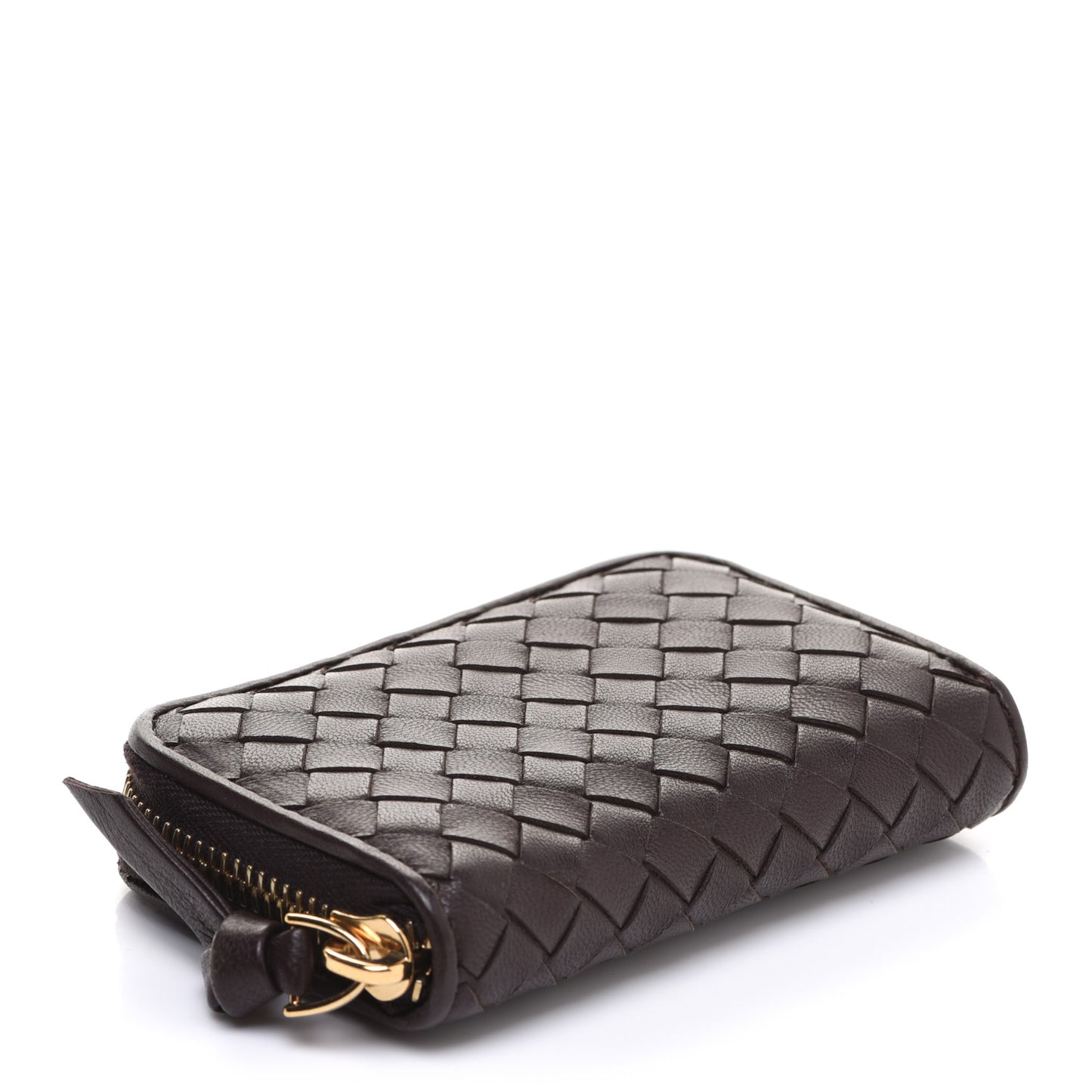 Nappa Intrecciato Zip Around Coin Purse Ebano