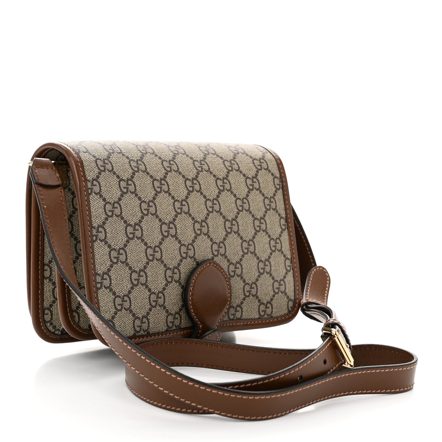 GG Supreme Monogram Azalea Calfskin Mini Retro Interlocking G Flap Shoulder Bag Beige Ebony Brown Sugar
