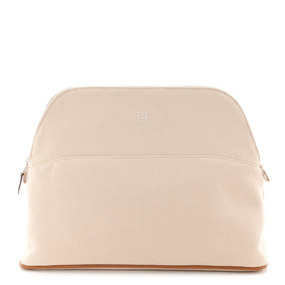 Hermes Cotton Canvas Mini Bolide Travel Cosmetic Pouch Natural 1 of 10