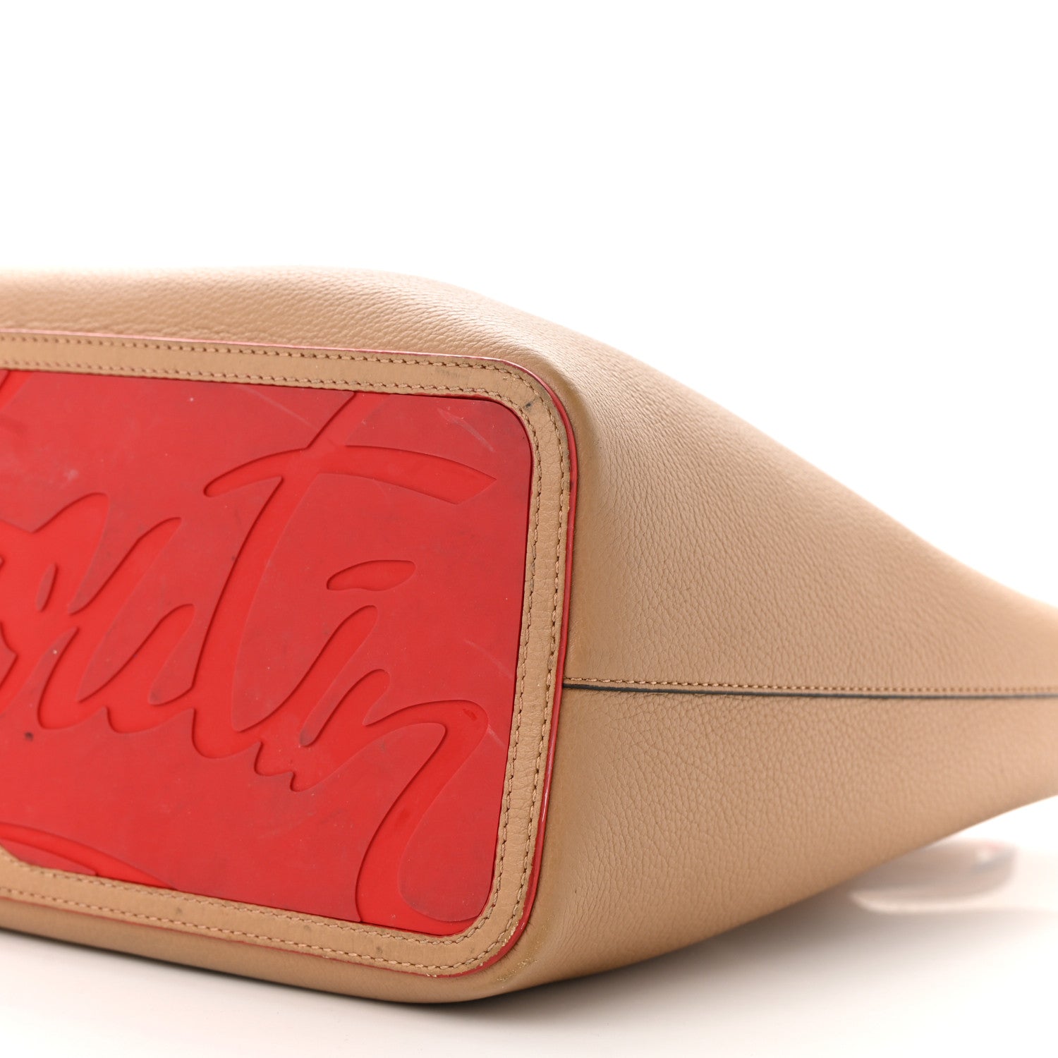Christian Louboutin Calfskin Spiked Large Cabarock Shopper Tote Fennec 9 of 15