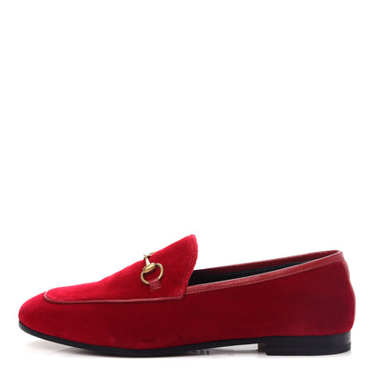 Gucci Velvet Horsebit Womens Jordaan Loafers 38 Hibiscus Red 1 of 11