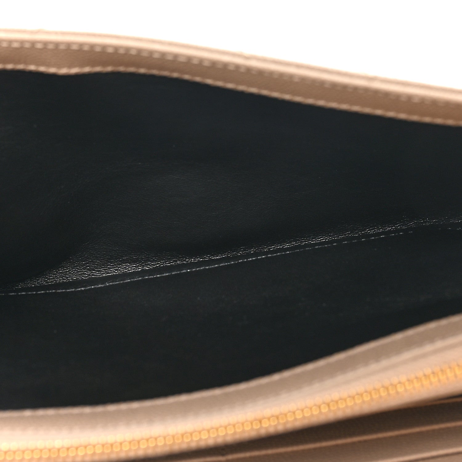 Saint Laurent Grain De Poudre Matelasse Chevron Monogram Chain Wallet Dark Beige 5 of 9