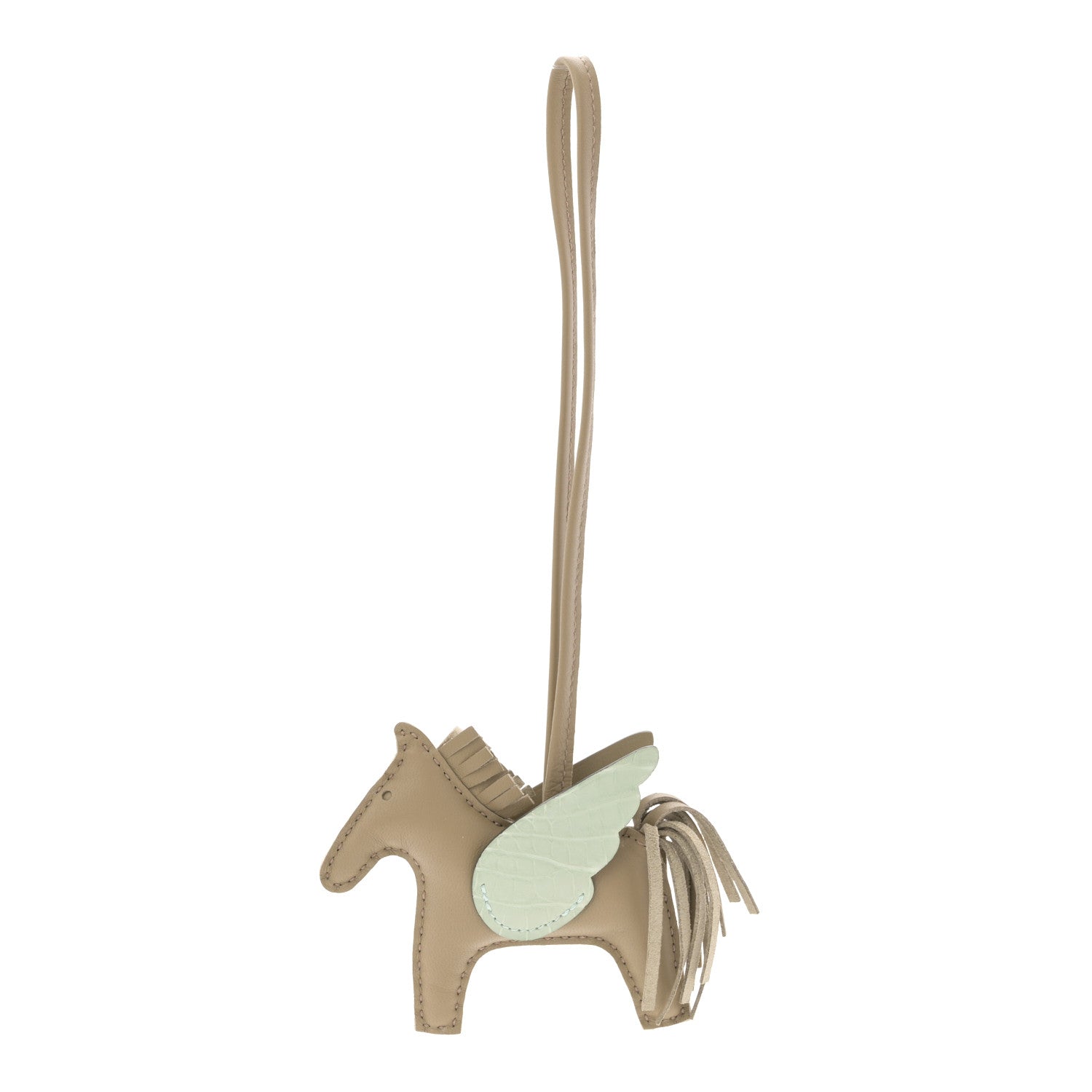 Hermes Milo Lambskin Matte Alligator Touch Grigri Rodeo Pegase Horse Bag Charm PM Beige Marfa Vert D'eau 1 of 4