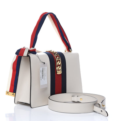 Gucci Calfskin Embroidered Small Sylvie Shoulder Bag White 3 of 10