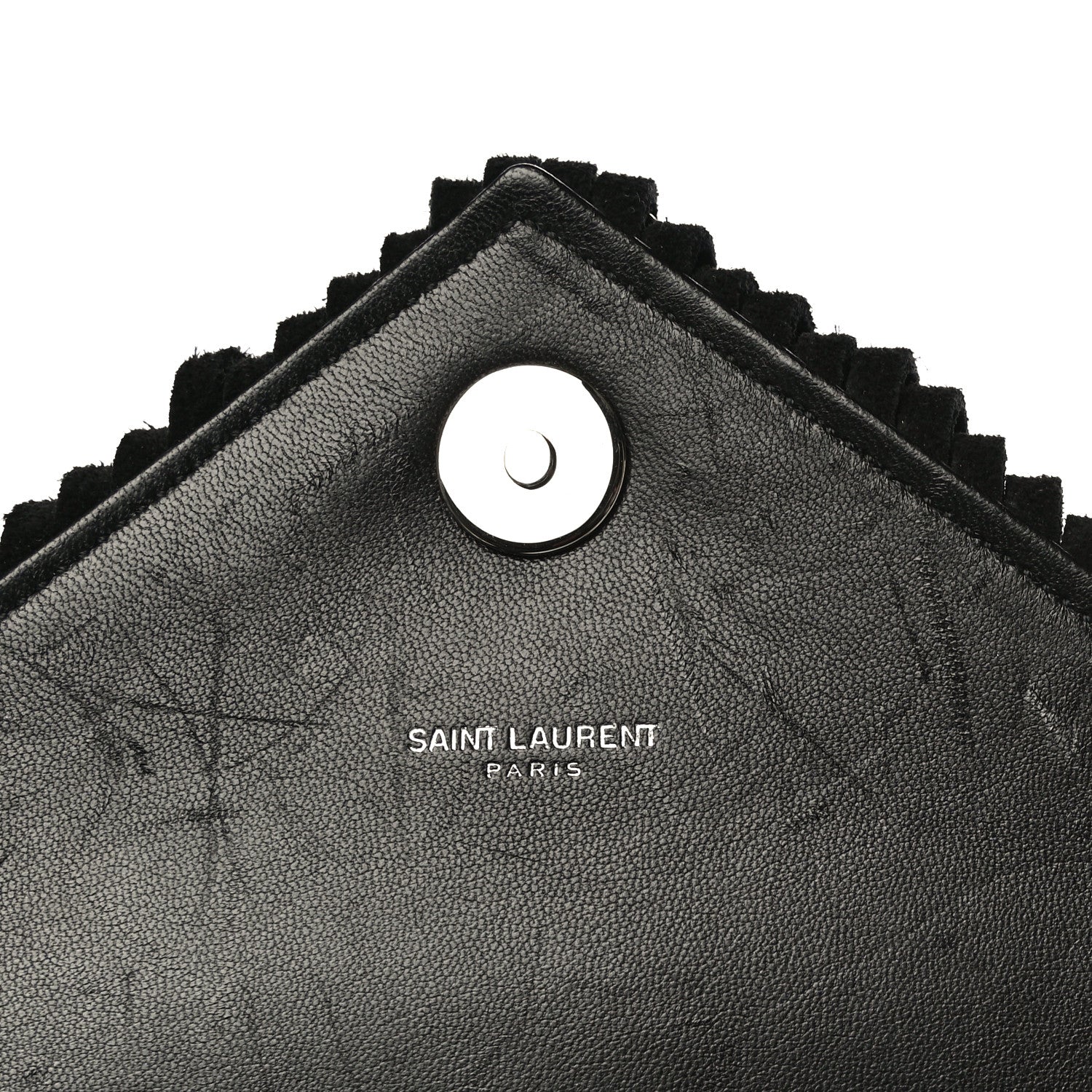 Saint Laurent Suede Matelasse Chevron Fringe Monogram Medium College Bag Black 6 of 15