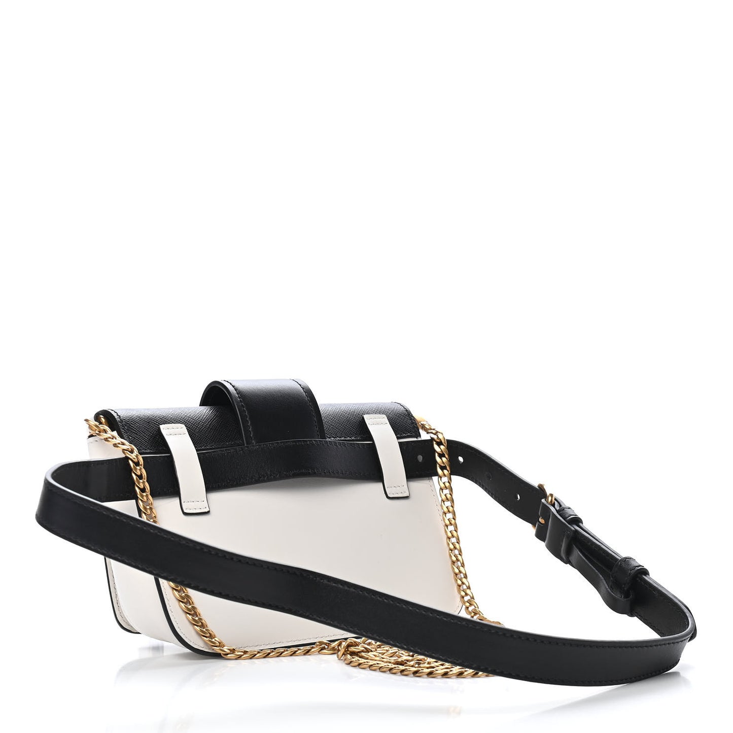 Saffiano City Calf Cahier Belt Bag White Black