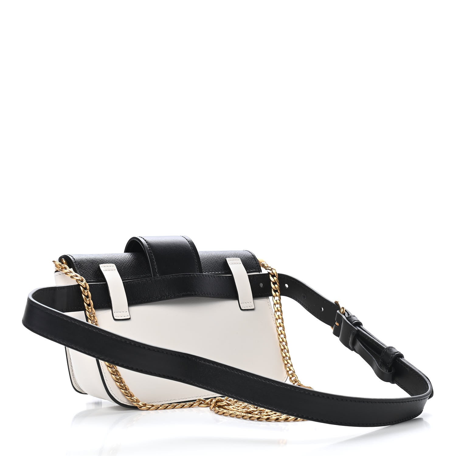 Prada Saffiano City Calf Cahier Belt Bag White Black 3 of 8