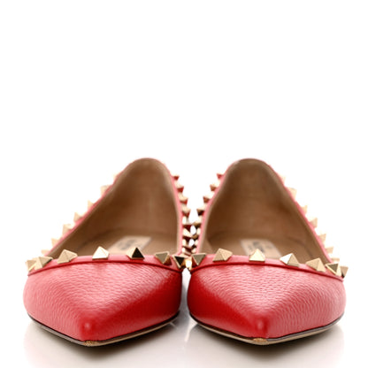 Valentino Garavani Pebbled Calfskin Rockstud Ballerina Flats 36 Rock Pink 2 of 11