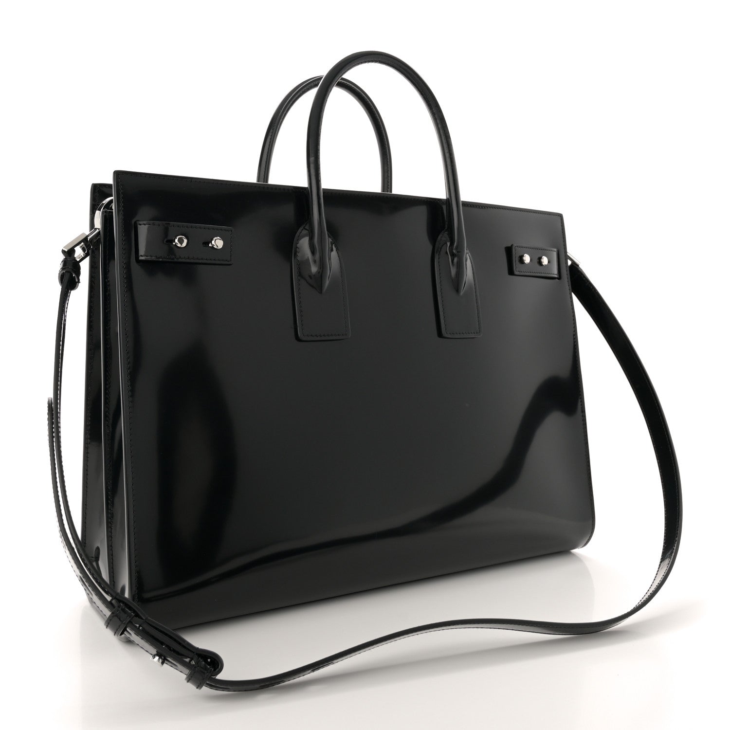 Saint Laurent Patent Calfskin Large Thin Sac De Jour Black 2 of 12