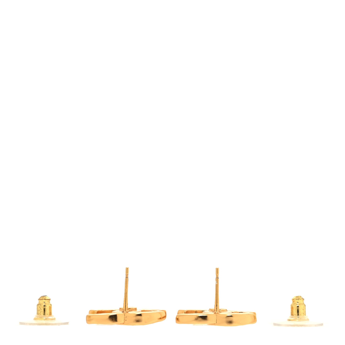 Enamel CC Earrings Gold White