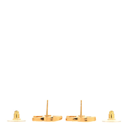 Chanel Enamel CC Earrings Gold White 3 of 4