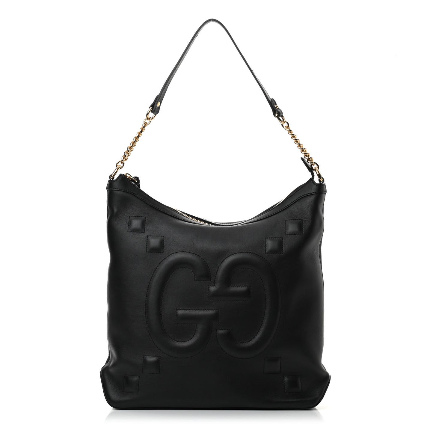 Apollo Calfskin GG Dadini Embroidered Chain Hobo Black