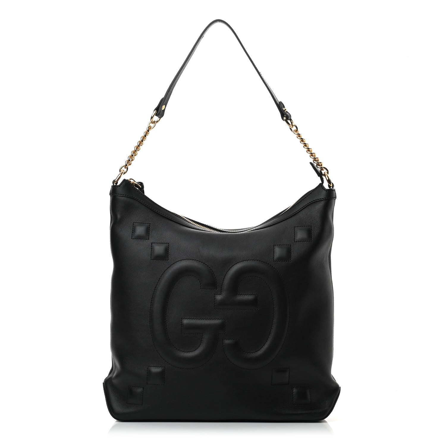 Gucci Apollo Calfskin GG Dadini Embroidered Chain Hobo Black 1 of 9