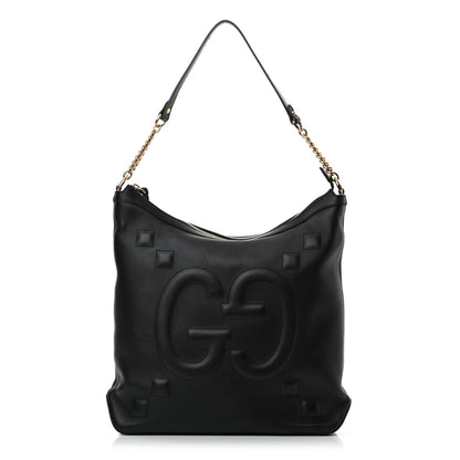 Gucci Apollo Calfskin GG Dadini Embroidered Chain Hobo Black 1 of 9