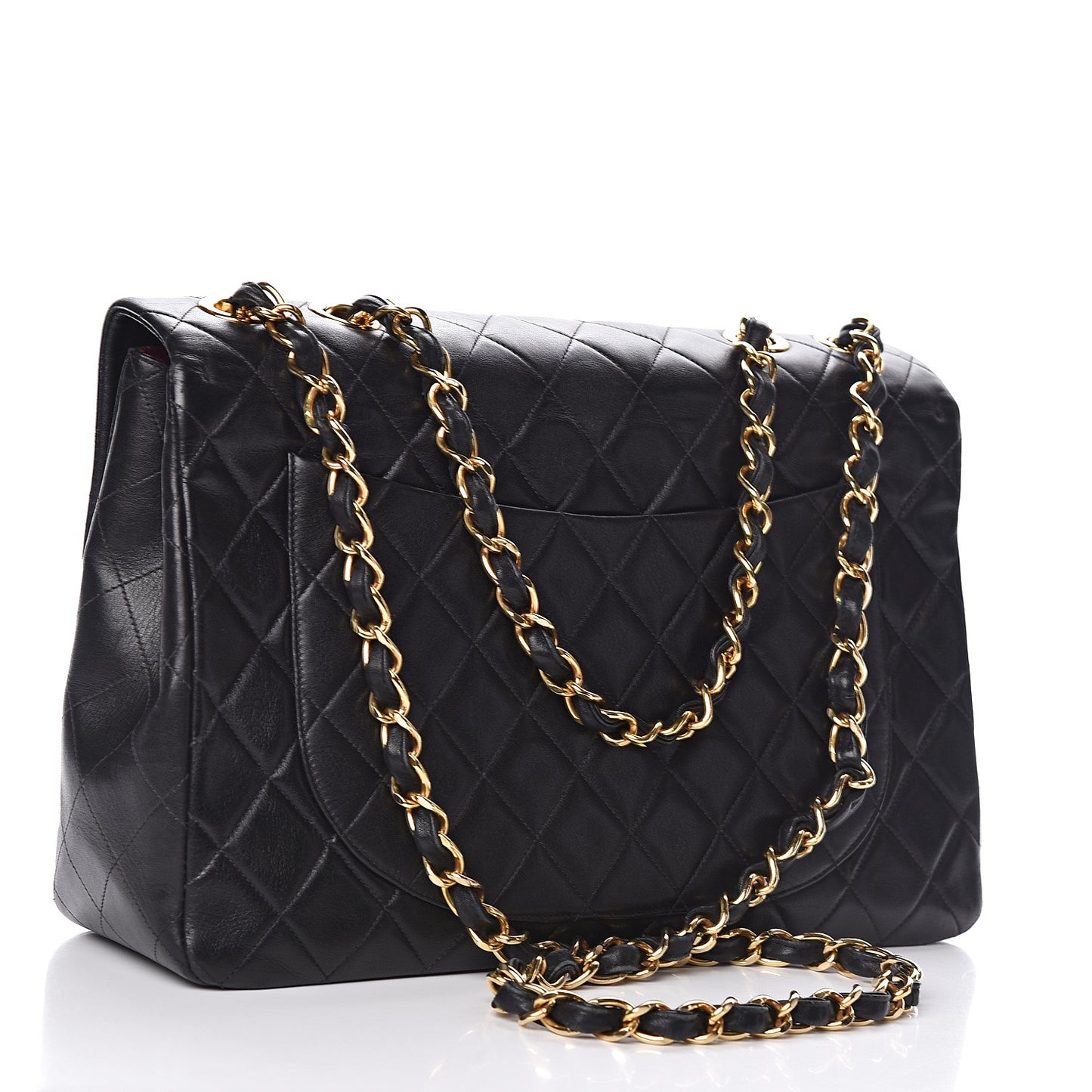 Lambskin Quilted XL Jumbo Single Flap Black