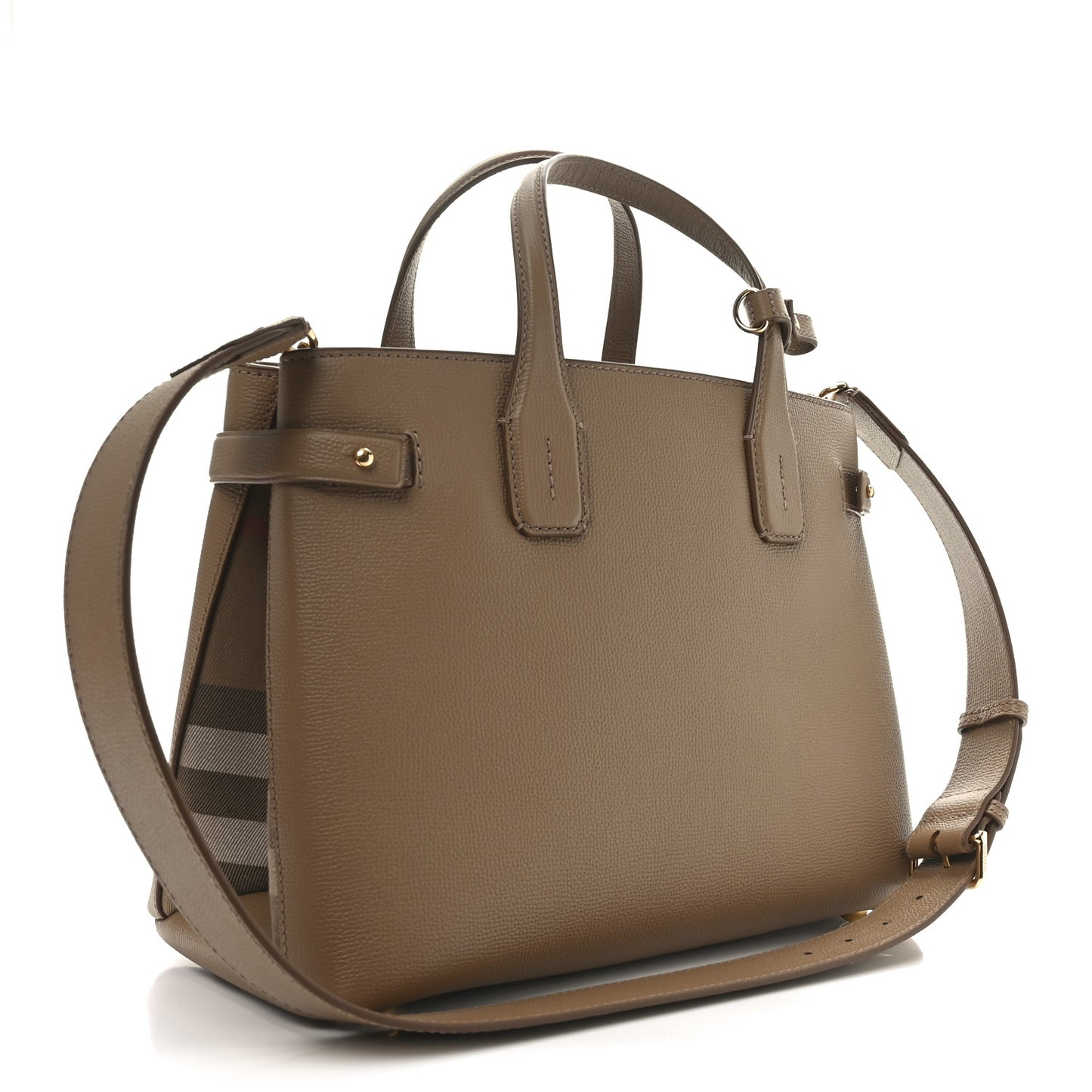 Derby Calfskin House Check Medium Banner Tote Camel