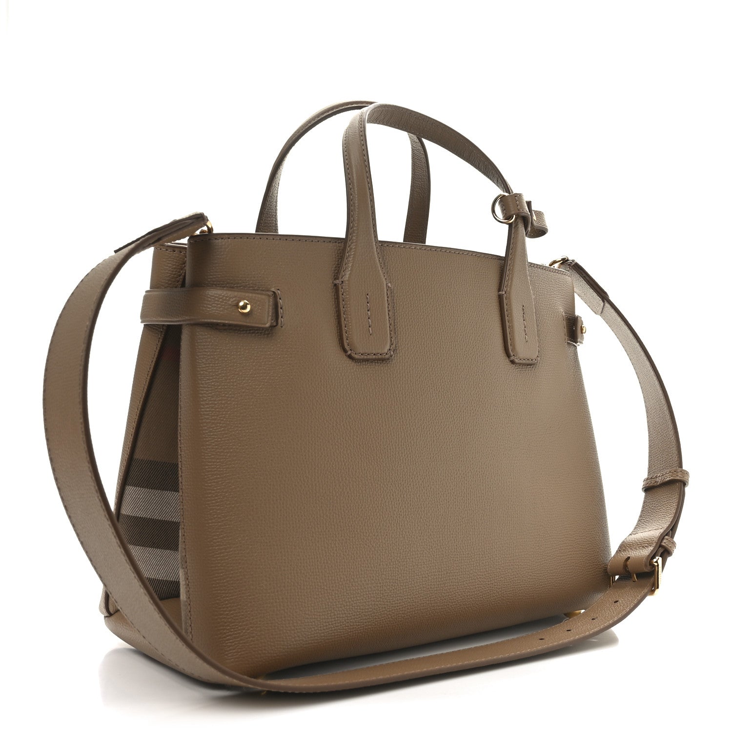Burberry Derby Calfskin House Check Medium Banner Tote Camel 3 of 9