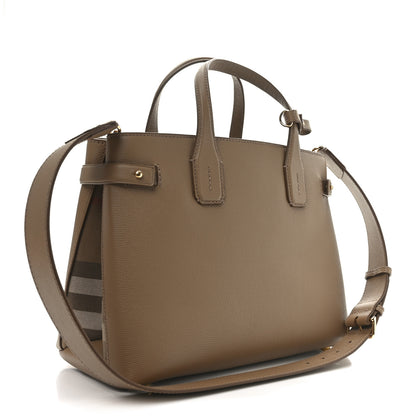 Burberry Derby Calfskin House Check Medium Banner Tote Camel 3 of 9