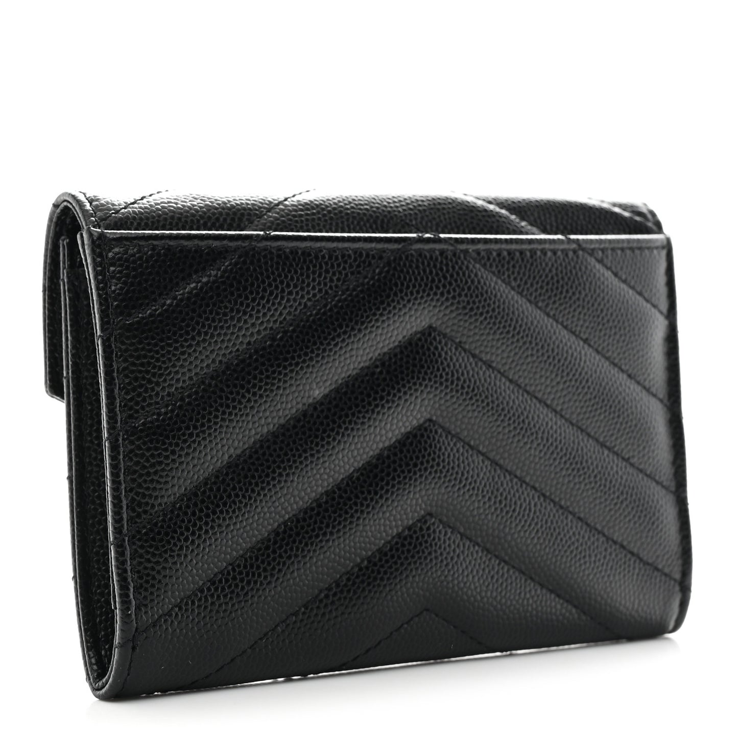 Grain De Poudre Matelasse Chevron Small Monogram Envelope Wallet Black