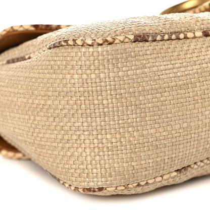 Gucci Raffia Elaphe Matelasse Small GG Marmont Shoulder Bag Natural Cream Brown 8 of 15