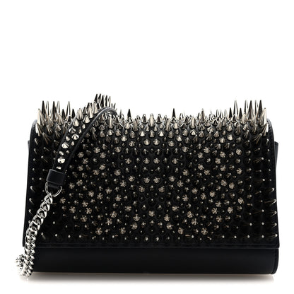 Christian Louboutin Nappa Estepic Spikes Paloma Clutch Black Silver 1 of 9