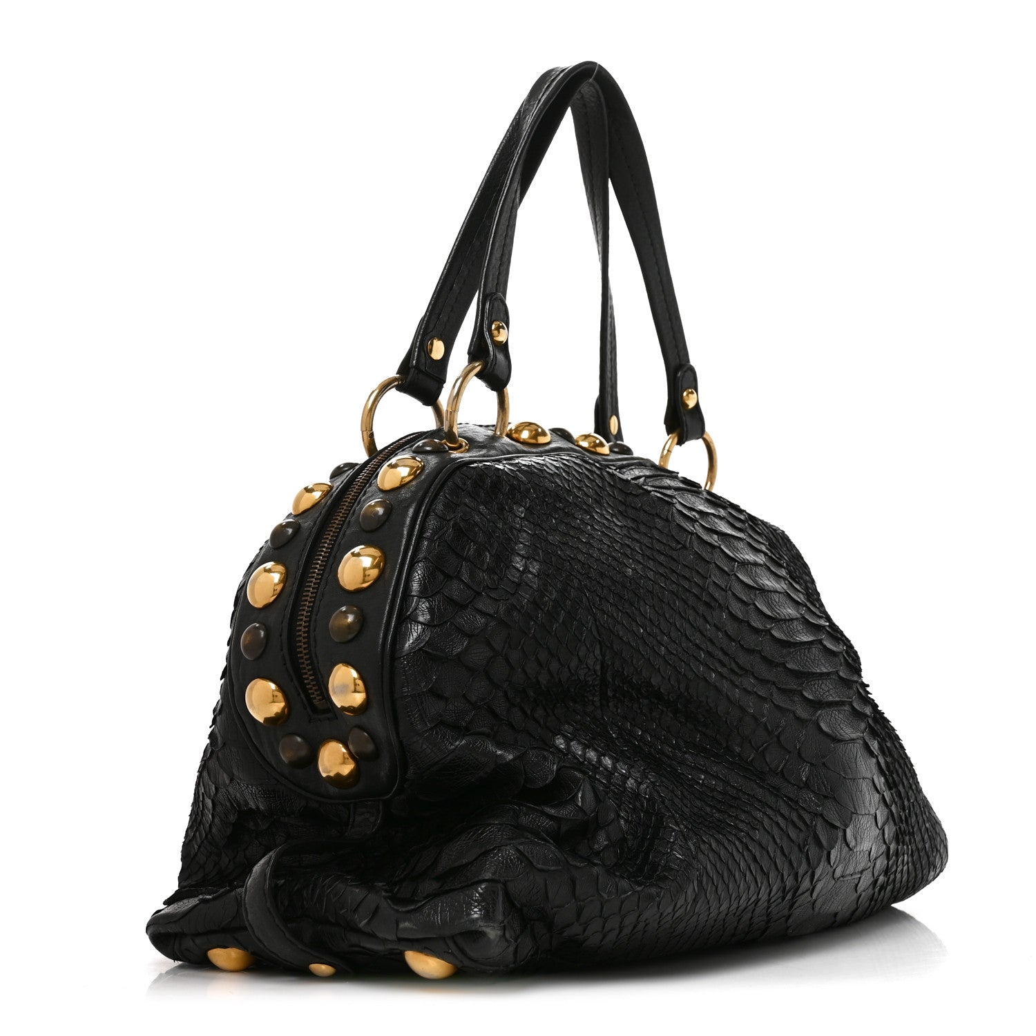 Gucci Snakeskin Large Babouska Dome Satchel Black 3 of 10