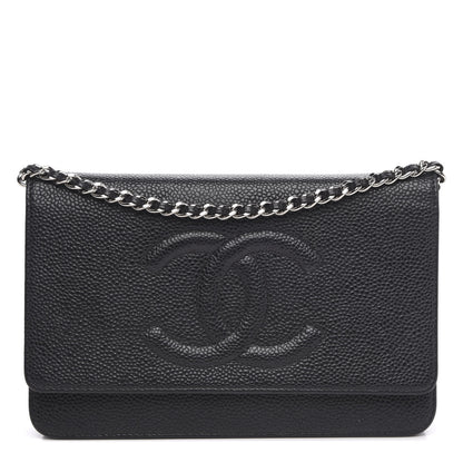 Chanel Caviar Timeless CC Wallet On Chain WOC Black 1 of 13