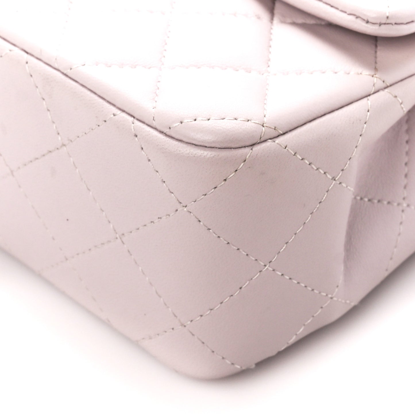Lambskin Quilted Mini Rectangular Flap Light Purple