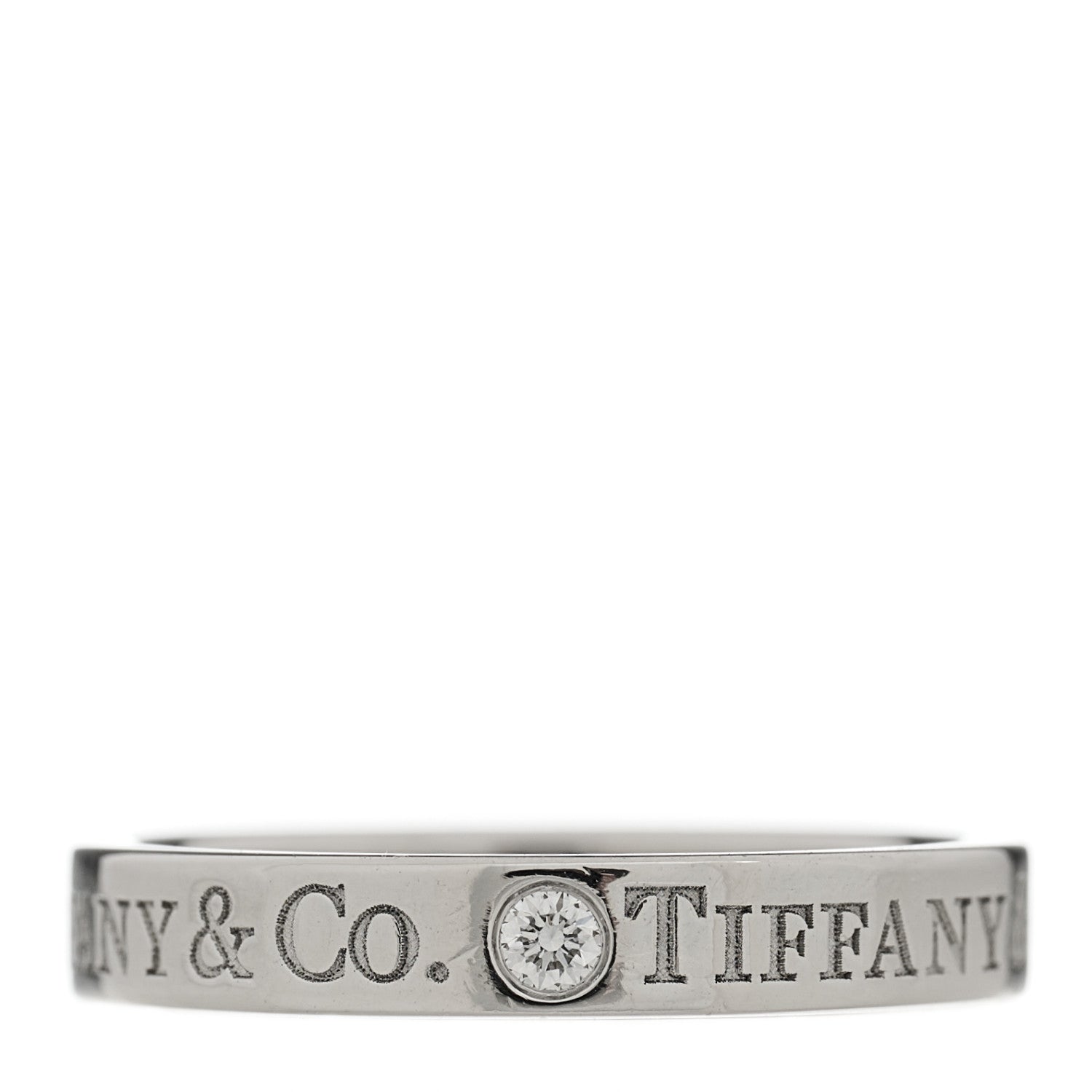 Tiffany Platinum Diamond Logo Band Ring 47 4.25 3 of 8
