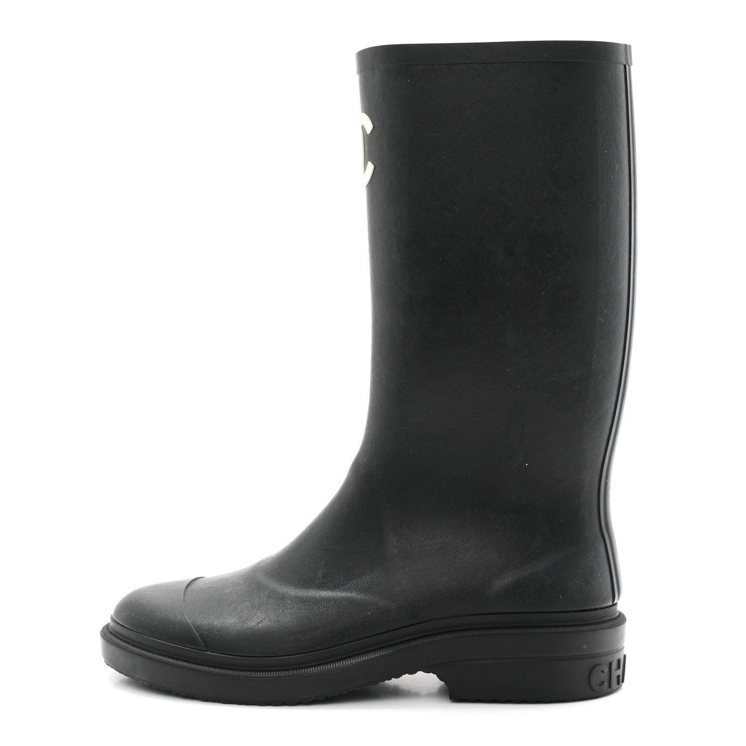 Chanel Caoutchouk CC High Boots 38 Black 1 of 9