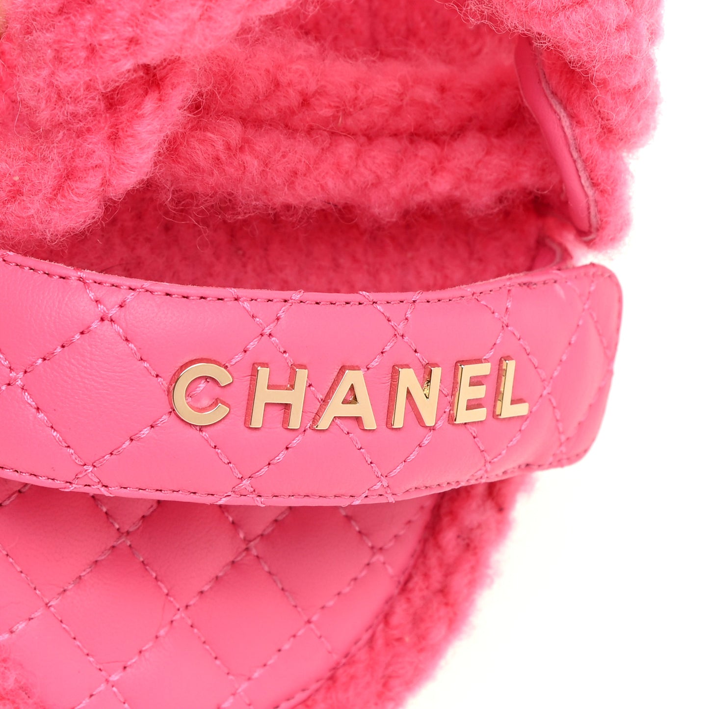 Cord Lambskin Quilted Logo Sandals 40 Pink
