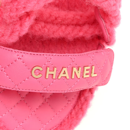 Chanel Cord Lambskin Quilted Logo Sandals 40 Pink 10 of 12